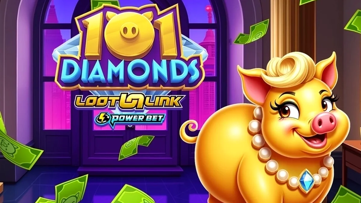 Tampilan visual permainan slot 101 Diamonds dengan latar belakang permata