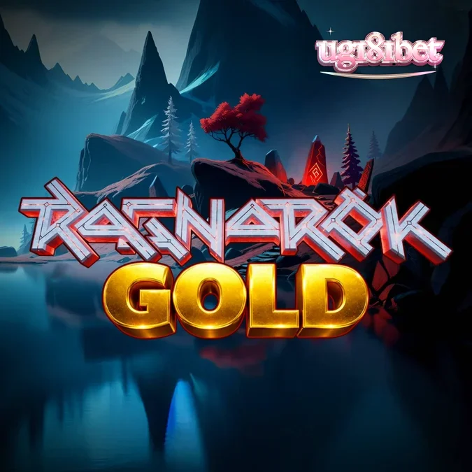 Pemandangan apokaliptik Ragnarok Gold dengan simbol Viking dan elemen api